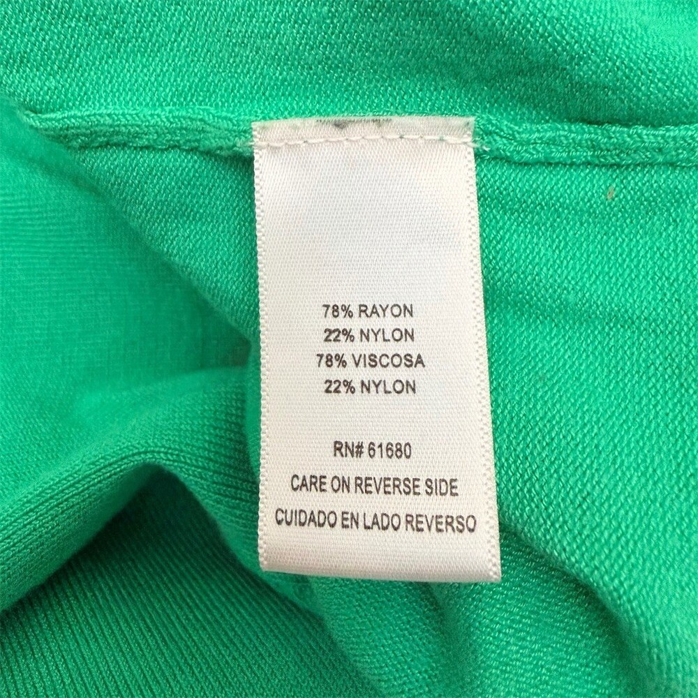 525 America Bright Green V-Neck Knit Sweater Size S 3/4 Sleeve Preppy Layering - Picture 7 of 8